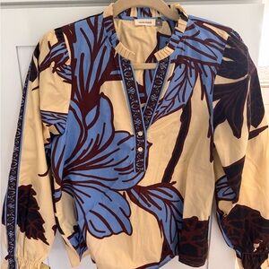 Maude Vivante Women's Floral Blouse - Blue and Brown